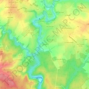 Topografische Karte La Folie, Höhe, Relief