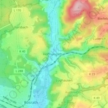 Topografische Karte Hoffnungsthal, Höhe, Relief