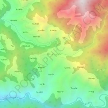 Topografische Karte Basantgarh, Höhe, Relief