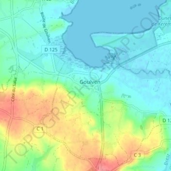 Topografische Karte Kerilis, Höhe, Relief