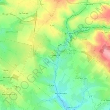 Topografische Karte Le Puy Renou, Höhe, Relief