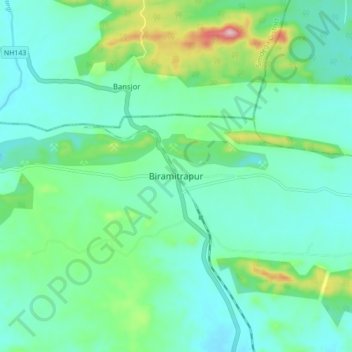 Topografische Karte Biramitrapur, Höhe, Relief