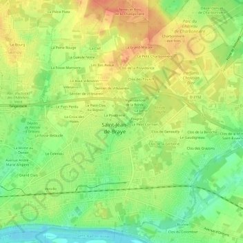 Topografische Karte Terres de la Godde, Höhe, Relief
