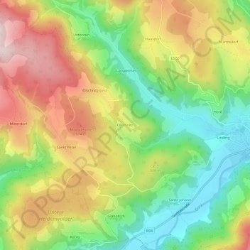 Topografische Karte Olschnitz, Höhe, Relief