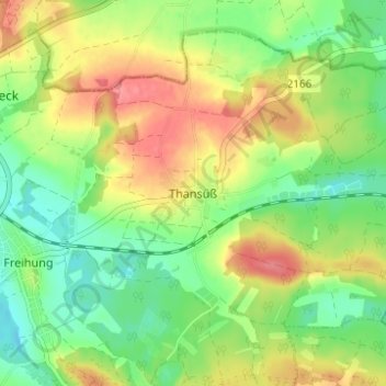 Topografische Karte Thansüß, Höhe, Relief