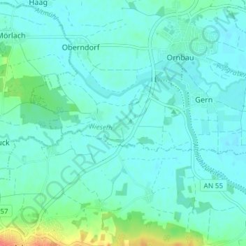 Topografische Karte Obermühl, Höhe, Relief