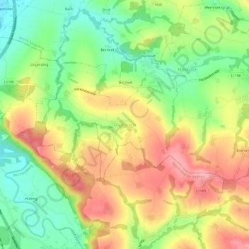 Topografische Karte Maasbach, Höhe, Relief