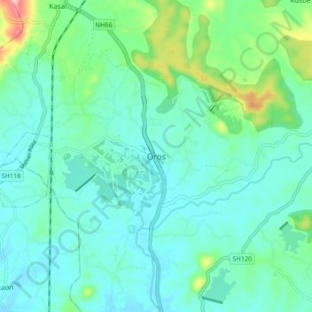 Topografische Karte Oros, Höhe, Relief