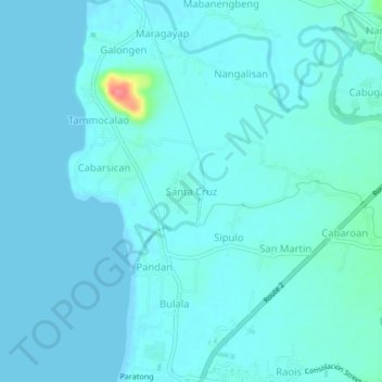 Topografische Karte Santa Cruz, Höhe, Relief