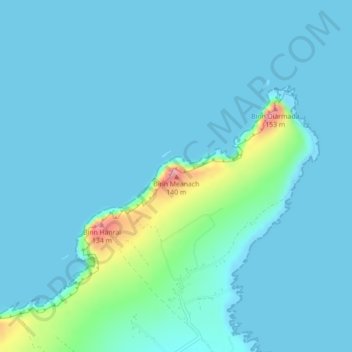 Topografische Karte Binn Meanach, Höhe, Relief