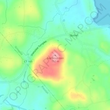 Topografische Karte Bay Mountain, Höhe, Relief