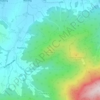 Topografische Karte Trattberg, Höhe, Relief
