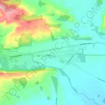 Topografische Karte Coalgate, Höhe, Relief
