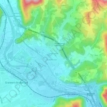 Topografische Karte Sankt Stefan, Höhe, Relief