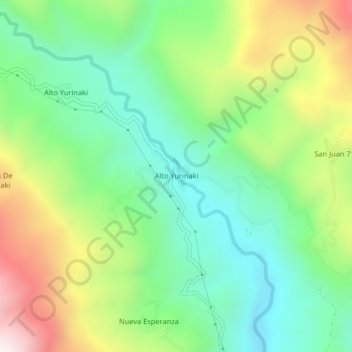 Topografische Karte Alto Yurinaki, Höhe, Relief