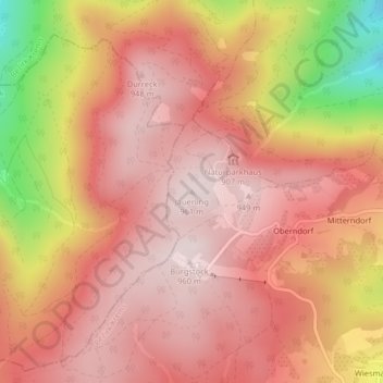 Topografische Karte Jauerling, Höhe, Relief