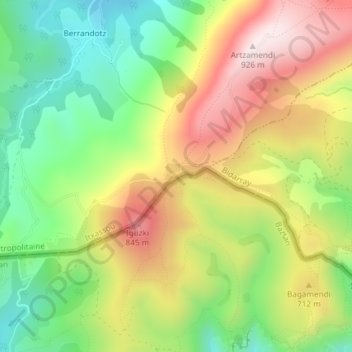 Topografische Karte Mehatseko Lepoa, Höhe, Relief