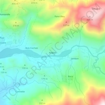 Topografische Karte Anglais, Höhe, Relief
