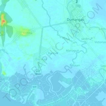 Topografische Karte Bantud, Höhe, Relief