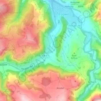 Topografische Karte Obere Mühle, Höhe, Relief