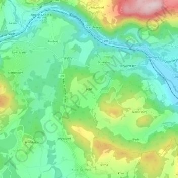 Topografische Karte Hart, Höhe, Relief