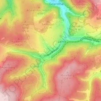 Topografische Karte Hügel, Höhe, Relief