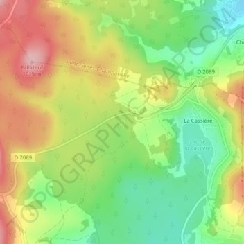 Topografische Karte Fontaine Gelée, Höhe, Relief