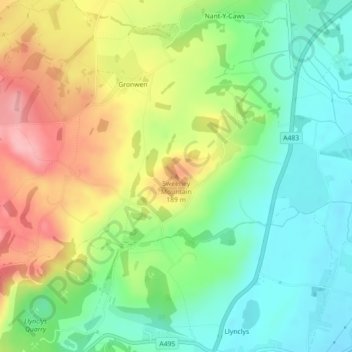 Topografische Karte Sweeney Mountain, Höhe, Relief
