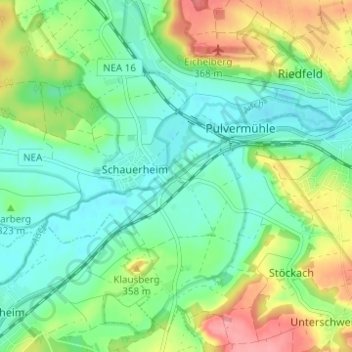 Topografische Karte Birkenfeld, Höhe, Relief