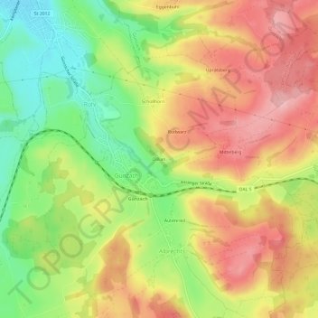 Topografische Karte Dillian, Höhe, Relief