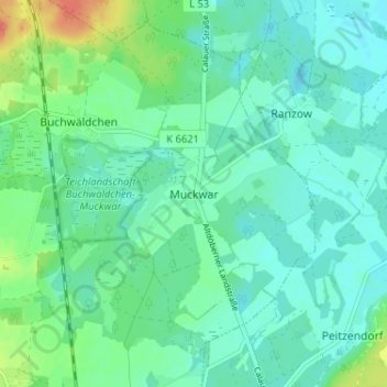 Topografische Karte Muckwar, Höhe, Relief