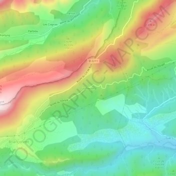 Topografische Karte Le Pouyol, Höhe, Relief