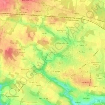 Topografische Karte Bocaran, Höhe, Relief