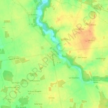 Topografische Karte Montacher, Höhe, Relief