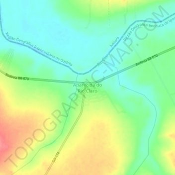 Topografische Karte Aparecida do Rio Claro, Höhe, Relief