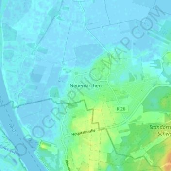 Topografische Karte Neuenkirchen, Höhe, Relief