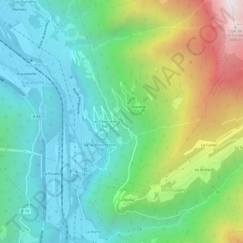 Topografische Karte Les Côtes, Höhe, Relief