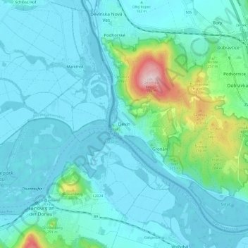 Topografische Karte Theben, Höhe, Relief