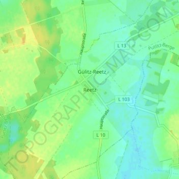 Topografische Karte Reetz, Höhe, Relief