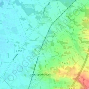 Topografische Karte Nellinghof, Höhe, Relief