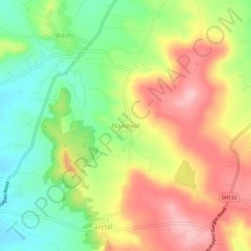 Topografische Karte Nandwal, Höhe, Relief