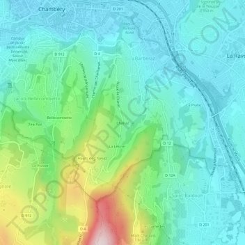 Topografische Karte Chanaz, Höhe, Relief