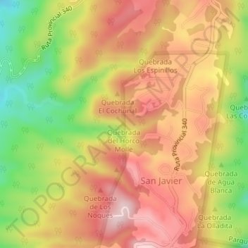 Topografische Karte Quebrada del Horco Molle, Höhe, Relief