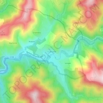 Topografische Karte La Vernède, Höhe, Relief