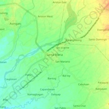 Topografische Karte Santa Maria, Höhe, Relief