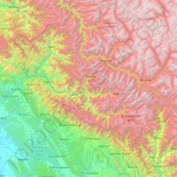 Topografische Karte Chamba, Höhe, Relief