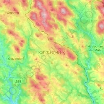 Topografische Karte Rohrbach-Berg, Höhe, Relief
