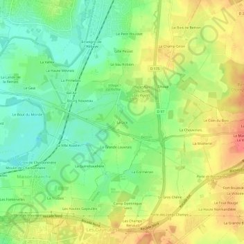 Topografische Karte La Lice, Höhe, Relief