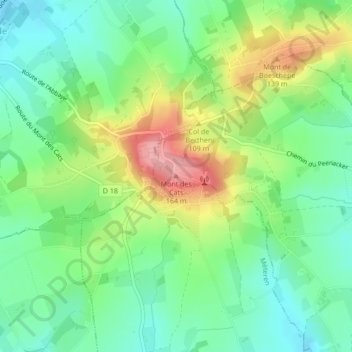 Topografische Karte Mont des Cats, Höhe, Relief