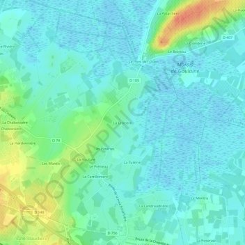 Topografische Karte La Cristière, Höhe, Relief
